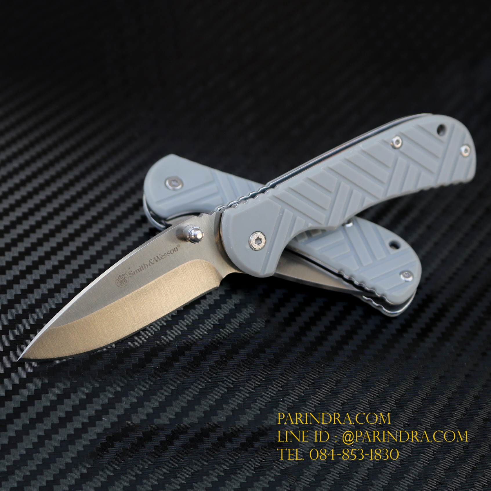 มีดพับขนาดเล็ก Smith & Wesson ด้ามสีเทา (OEM)