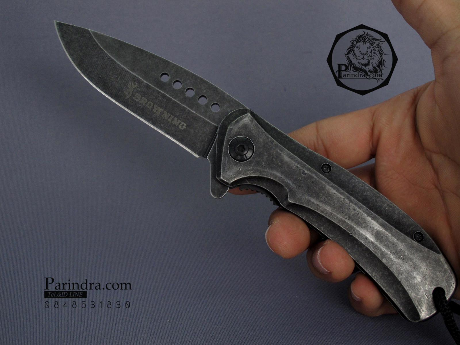 มีดพับสำหรับพกพาขนาดกลาง Browning ด้ามเหล็กStone Wash x001 (OEM)