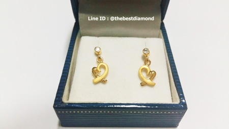 BE040 ต่างหูเล็ก น่ารักๆๆ ดีไซน์รูปหัวใจ ชุปทองแบบด้าน และ เงาๆ เก๋สุดๆ ใส่ติดหูได้เลย เพชรCZ