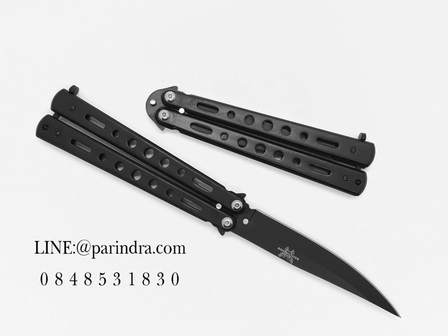 มีดบาลีซอง Balisong มีดควง มีดปีกผีเสื้อ สีดำ ขนาด 8.5 นิ้ว BLA039 ไม่มีคลิปเหน็บ