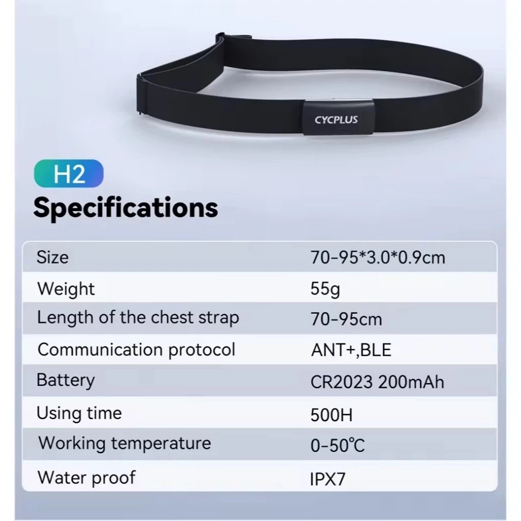 CYCPLUS H2 เซ็นเซอร์วัดอัตราการเต้นหัวใจสายรัดหน้าอก Heart Rate Monitor