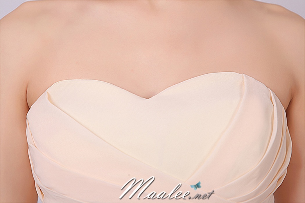 พร้อมส่ง ชุดราตรีสั้น เกาะอก สีชมพูโอรส คอเว้ารูปหัวใจ จับเดรปหน้าอก แต่งคาดเอวผ้าซาติน