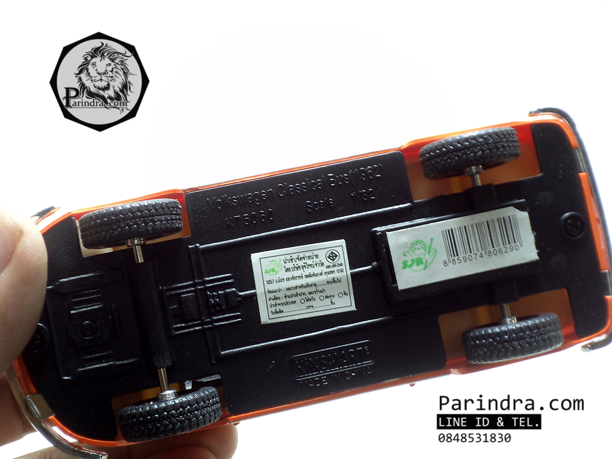 โมเดลรถเหล็ก รถตู้โฟล์ค รถเต่า Volksawagen Classical bus 1962 สีส้ม