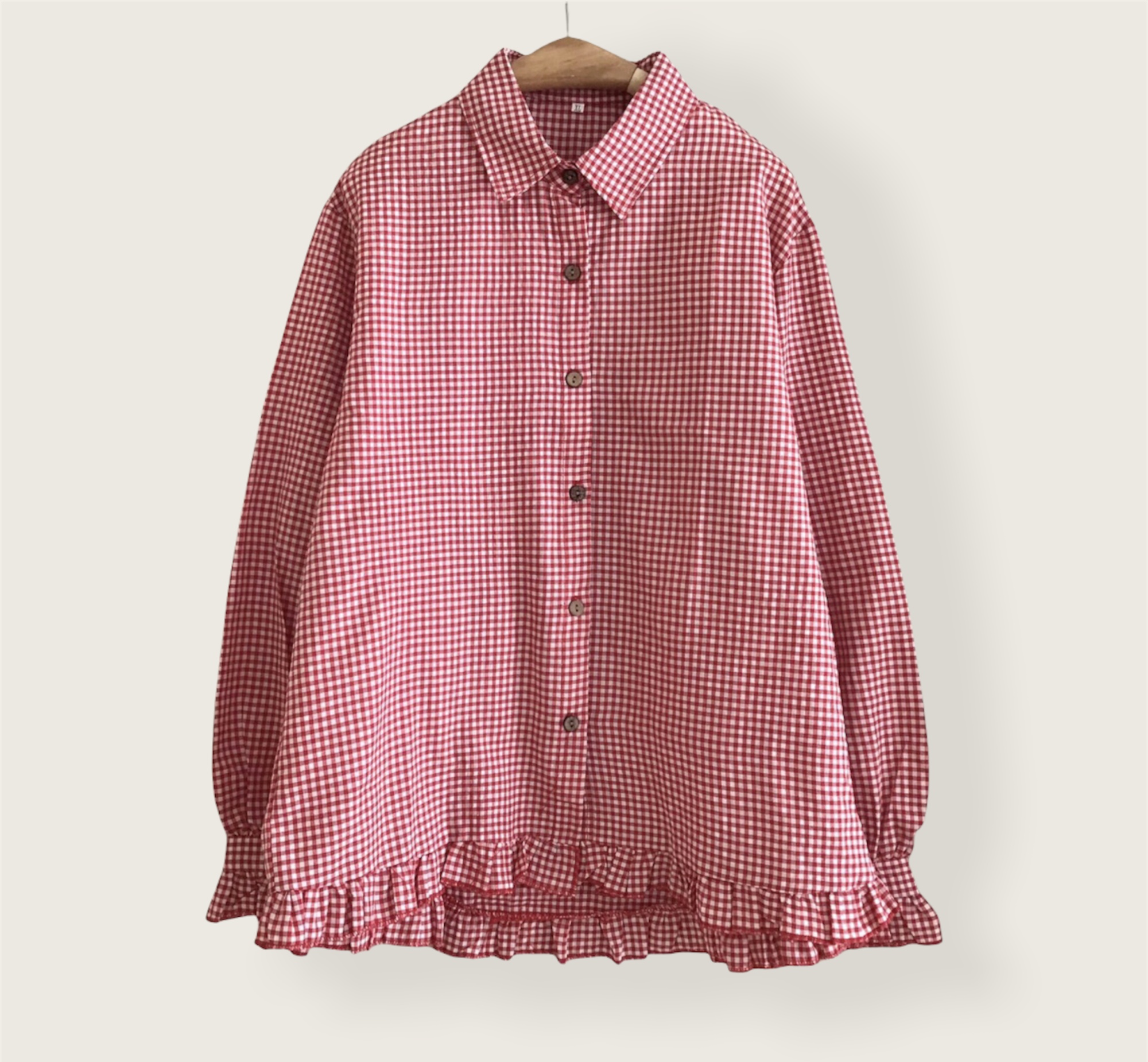 เสื้อผ้าฝ้ายลายสก็อตแต่งระบาย