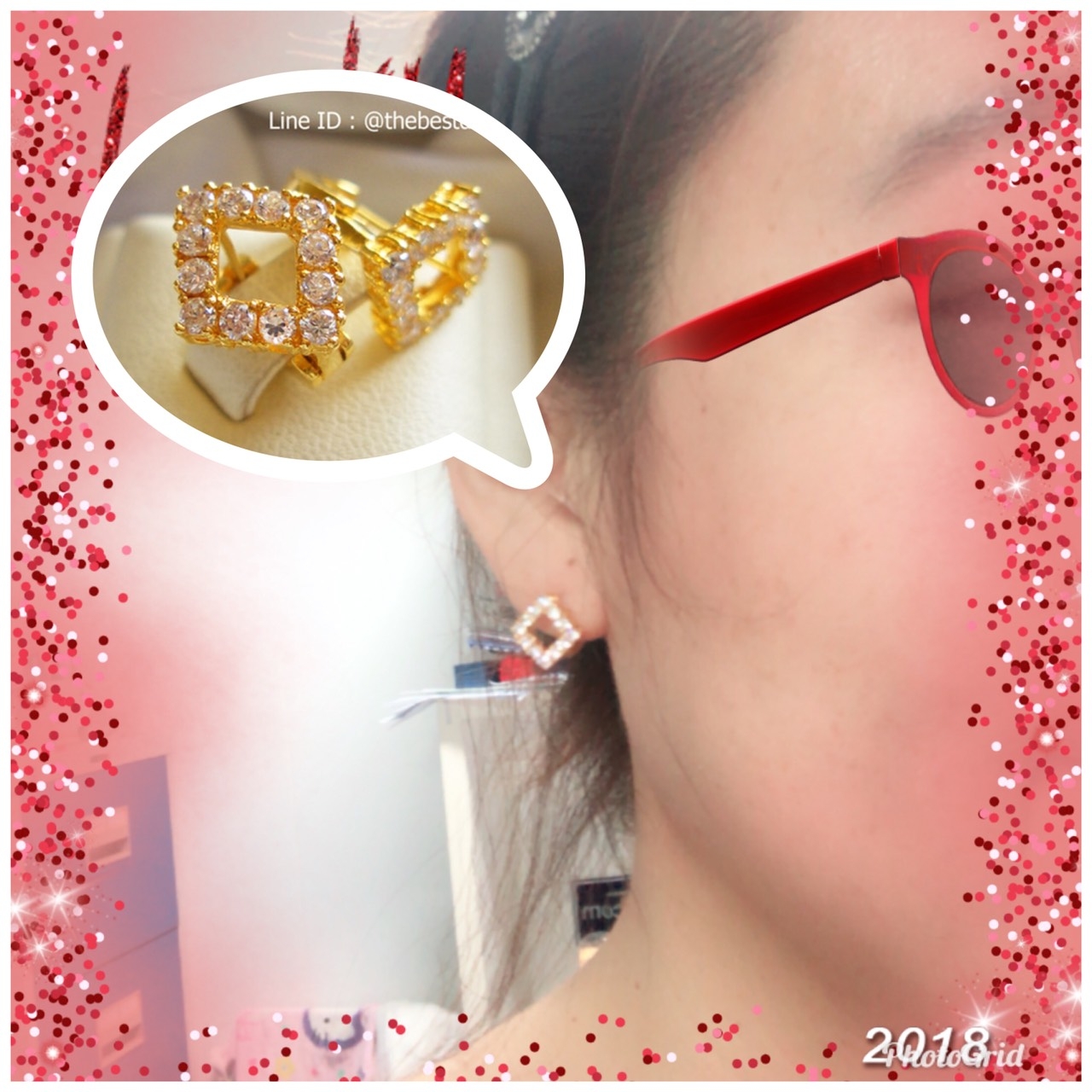 BE320 ต่างหูรูปสี่เหลี่ยมข้าวหลามตัด งานสวยมากๆๆ เหมือนจริงมากๆๆ เพชรCZ แวววาว