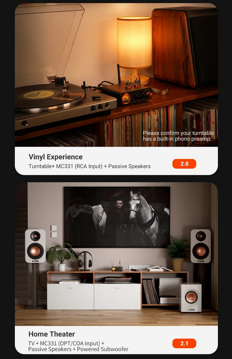 Fosi Audio MC331 Bluetooth Amplifier หลอดแก้วพร้อม DAC และ VU Meter ประกันศูนย์ไทย
