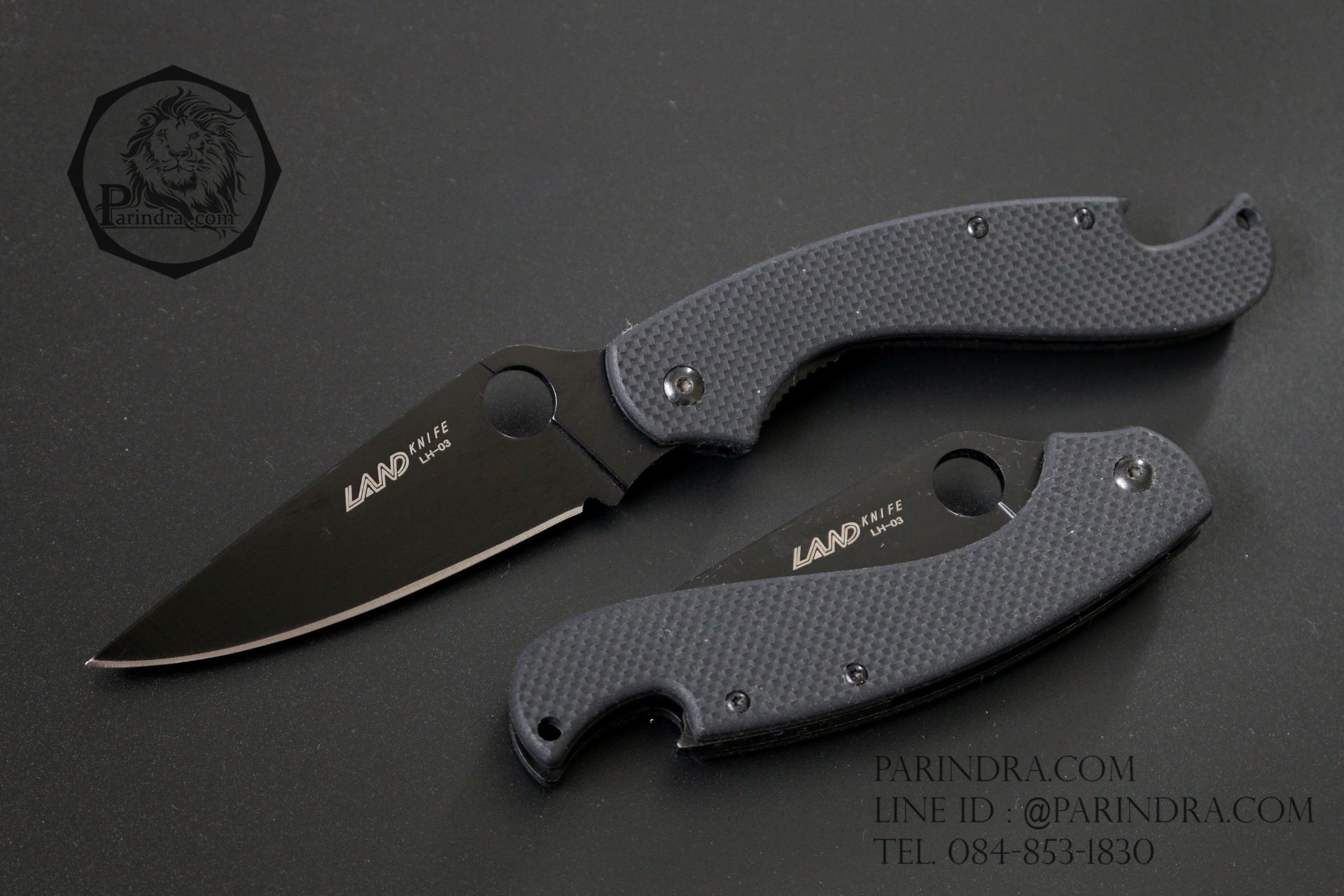 มีดพับ Land Knife LH-03 ด้ามสีดำสนิท ใบดำ (ของแท้) สวยงาม แกร่ง ทนทาน