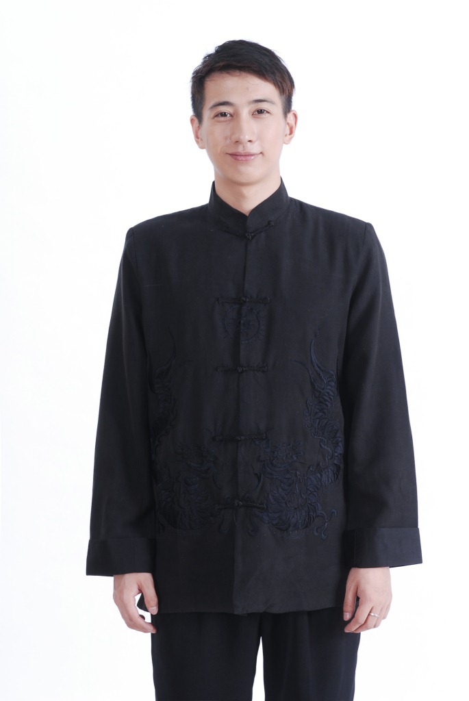 Pre-order ชุดจีน เสื้อจีนชาย แขนยาว สีดำ