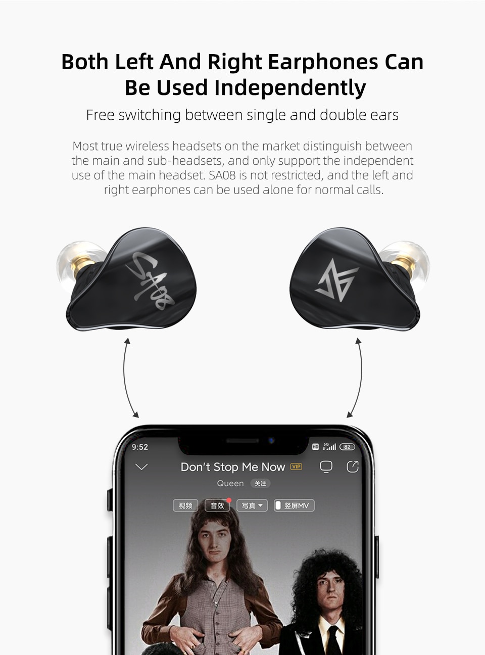 ขาย KZ SA08 หูฟัง True Wireless 4 ไดร์เวอร์ (4BA) ประกันศูนย์ไทย