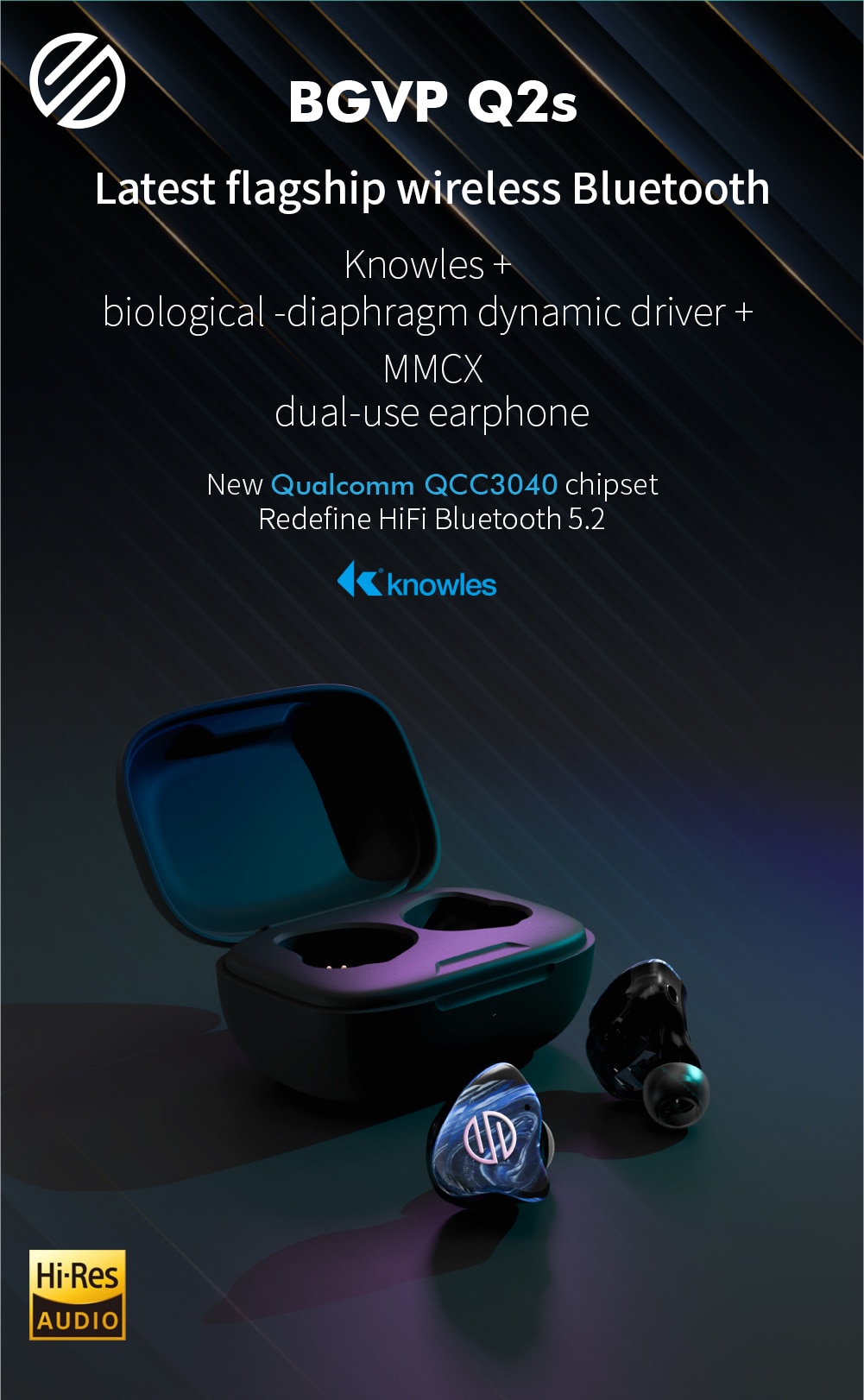 ขาย BGVP Q2S หูฟัง TWS 2 ไดรเวอร์ 1BA Knowles + 1DD