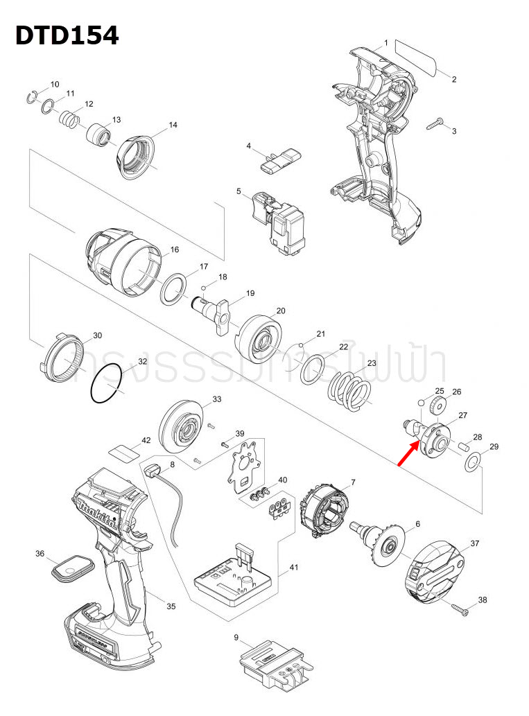 SPINDLE สว่านไร้สาย Makita มากีต้า DTD154 [#27] Pn.326783-7 (แท้) ##