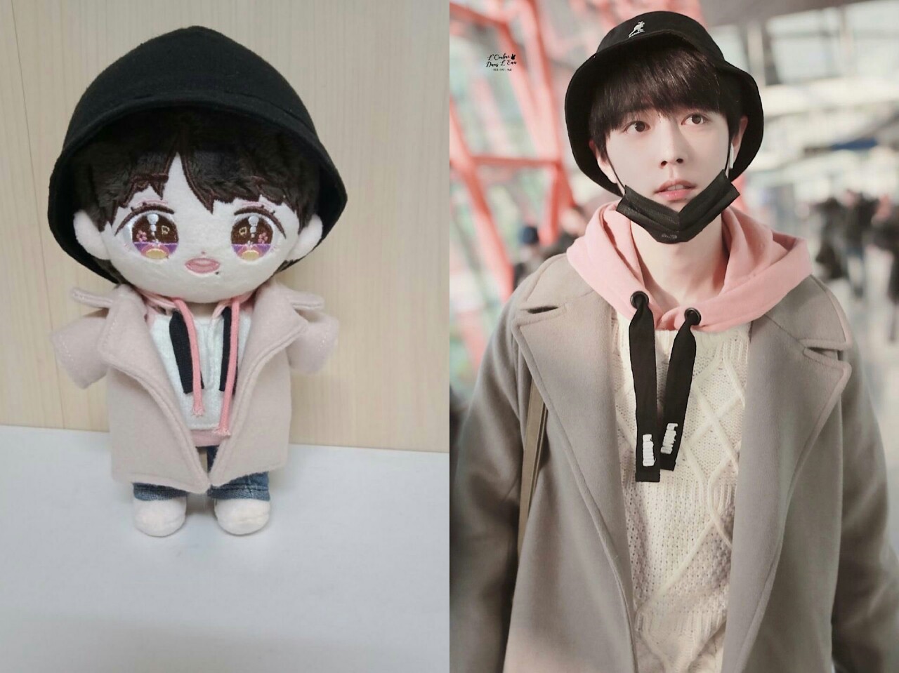 ชุดตุ๊กตา เซียวจ้าน 4 ชิ้น (เสื้อฮู้ดชมพู+เสื้อโค้ช+กางเกง+หมวก)