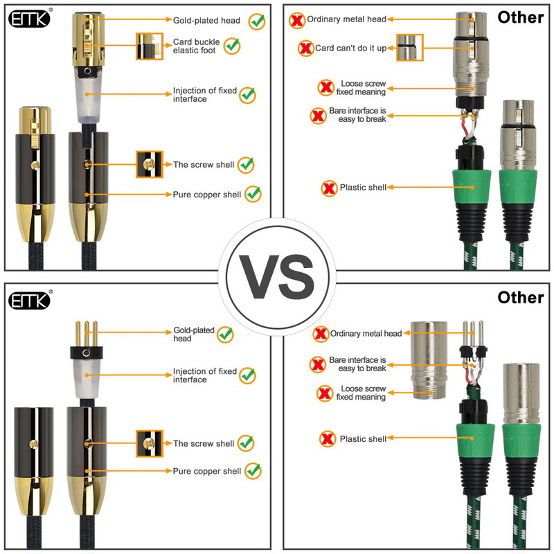 ขาย ERTK 3Pin Audio XLR ตัวผู้เป็นตัวเมีย สำหรับเครื่องเสียง