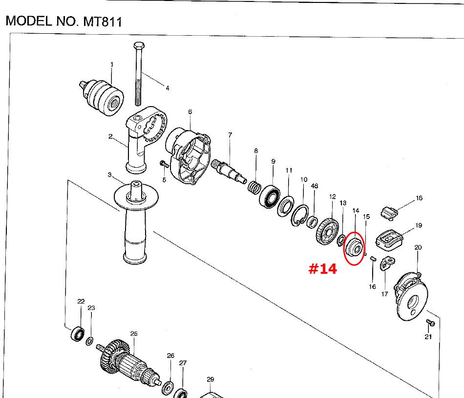 เฟืองกระแทก สว่าน Maktec รุ่น MT811 #14 Pn.153299-7 (แท้) ##