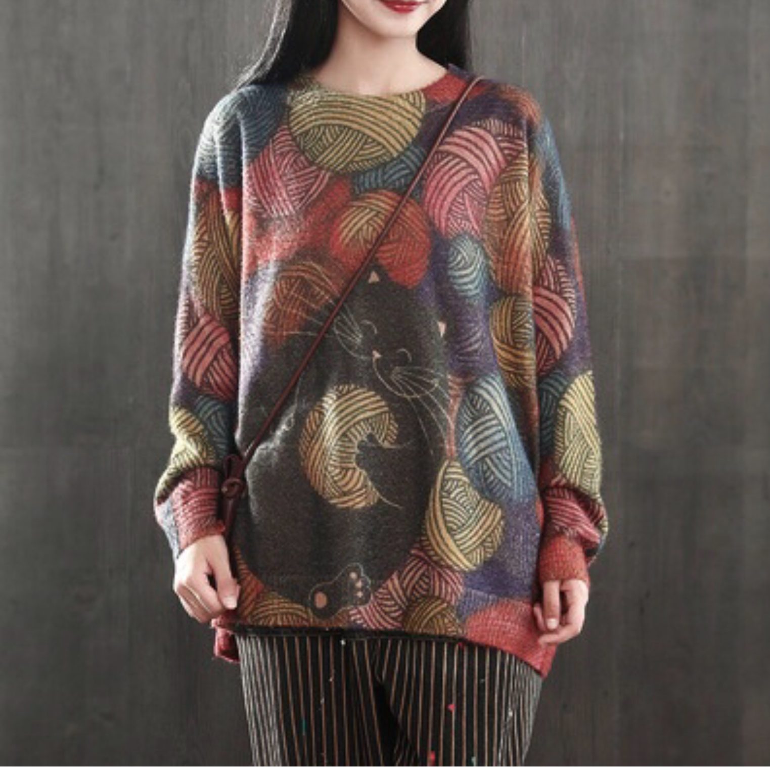 เสื้อไหมพรมนุ่มลายแมว