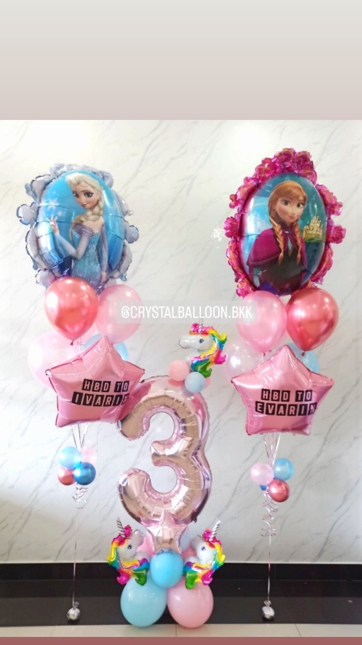 ลูกโป่ง วันเกิดเด็ก ฟอยล์ Frozen Anagram กระจก พิมพ์ 2 ด้าน ช่อ 7 ลูก 2 ช่อ พร้อม ฟอยล์ดาว ขนาด 24" 1 ชิ้น,ฟอยล์ตัวเลข ขนาด 40" ตั้งฐาน 1 ชิ้น พร้อมตกแต่ง สามารถเปลี่ยนสีลูกโป่ง/เปลี่ยนข้อความ/เปลี่ยนสี-ฟอยล์ตัวเลข/เปลี่ยนฟอยลตกแต่งได้