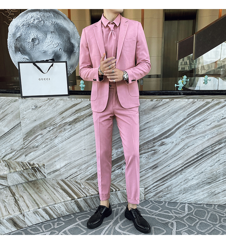 Pre-order เสื้อสูทชาย สีชมพู รุ่นสลิม