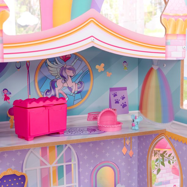 พร้อมส่ง บ้านตุ๊กตาแสนสนุก KidKraft Rainbow Dreamers Unicorn Mermaid Wooden Dollhouse with 15 Accessories