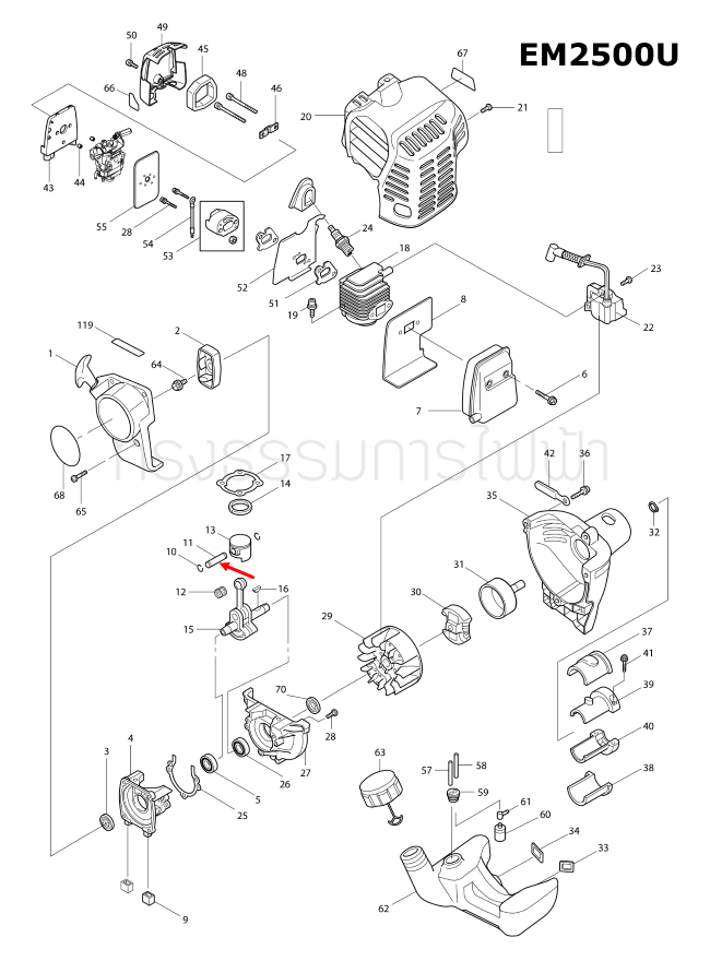 สลักลูกสูบ เครื่องตัดหญ้า Makita มากีต้า EM2500U [#11] Pn.DA00000072 (แท้) ##