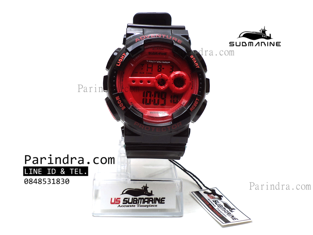 นาฬิกา US submarine รุ่น TP1282M สีดำ-หน้าปัดแดง พื้นแดง