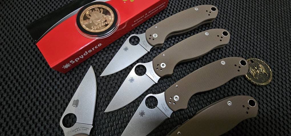 Spyderco Para 3 Sprint Run Compression Lock CPM-15V Stonewashed Plain Blad, Brown G10 Handles