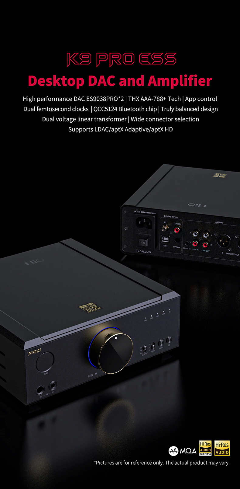 FiiO K9 PRO DAC/AMP ตั้งโต๊ะ เรือธง DAC ESS ES9038PRO x2, AMP THX AAA 788+ รองรับ MQA, LDAC, Dual Hi-Res ประกันศูนย์ไทย