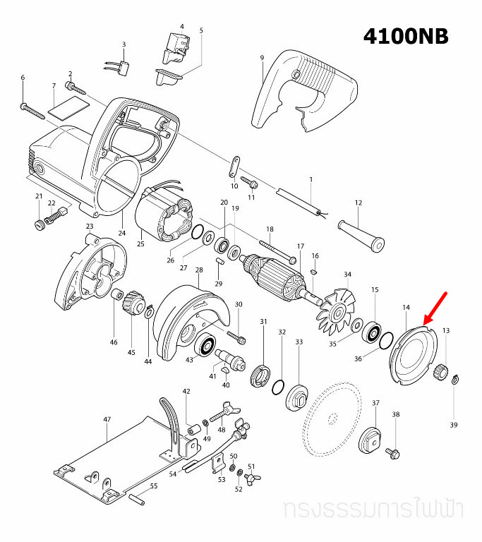 แผ่นบังทุ่น เครื่องตัดคอนกรีต Makita มากีต้า 4100NB [#14], 4100NH [#18] Pn.343289-0 (แท้) ##