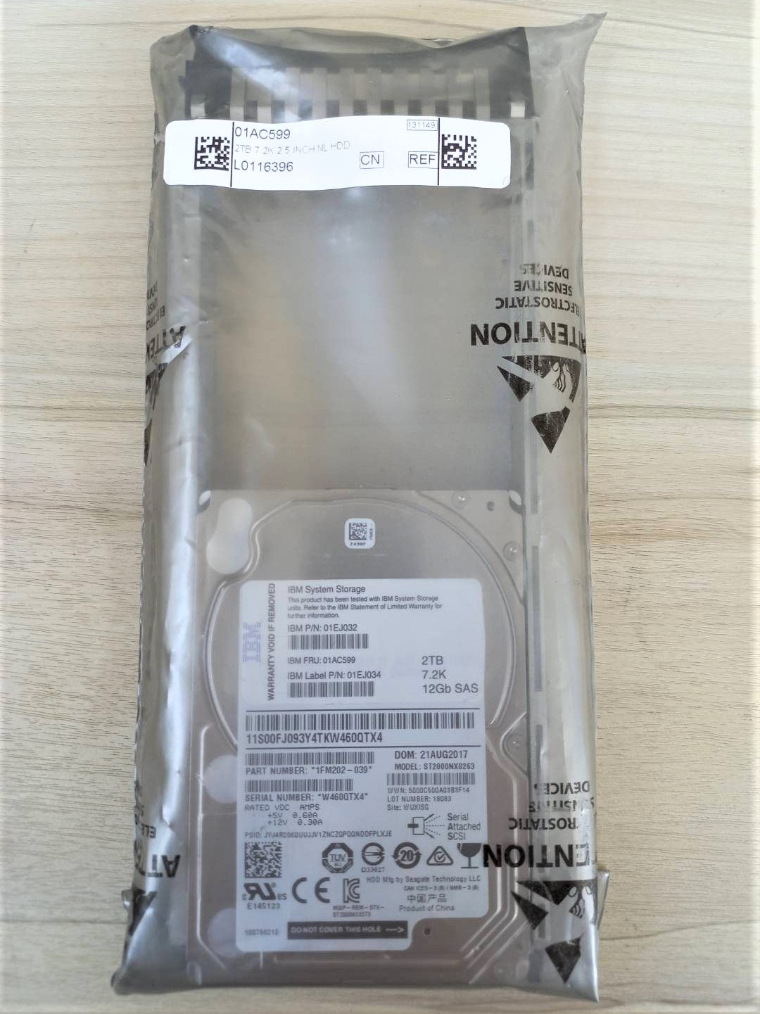 01EJ032 IBM 2TB 7200RPM SAS 12Gbps Nearline 2.5-inch Fru tay 01AC599.