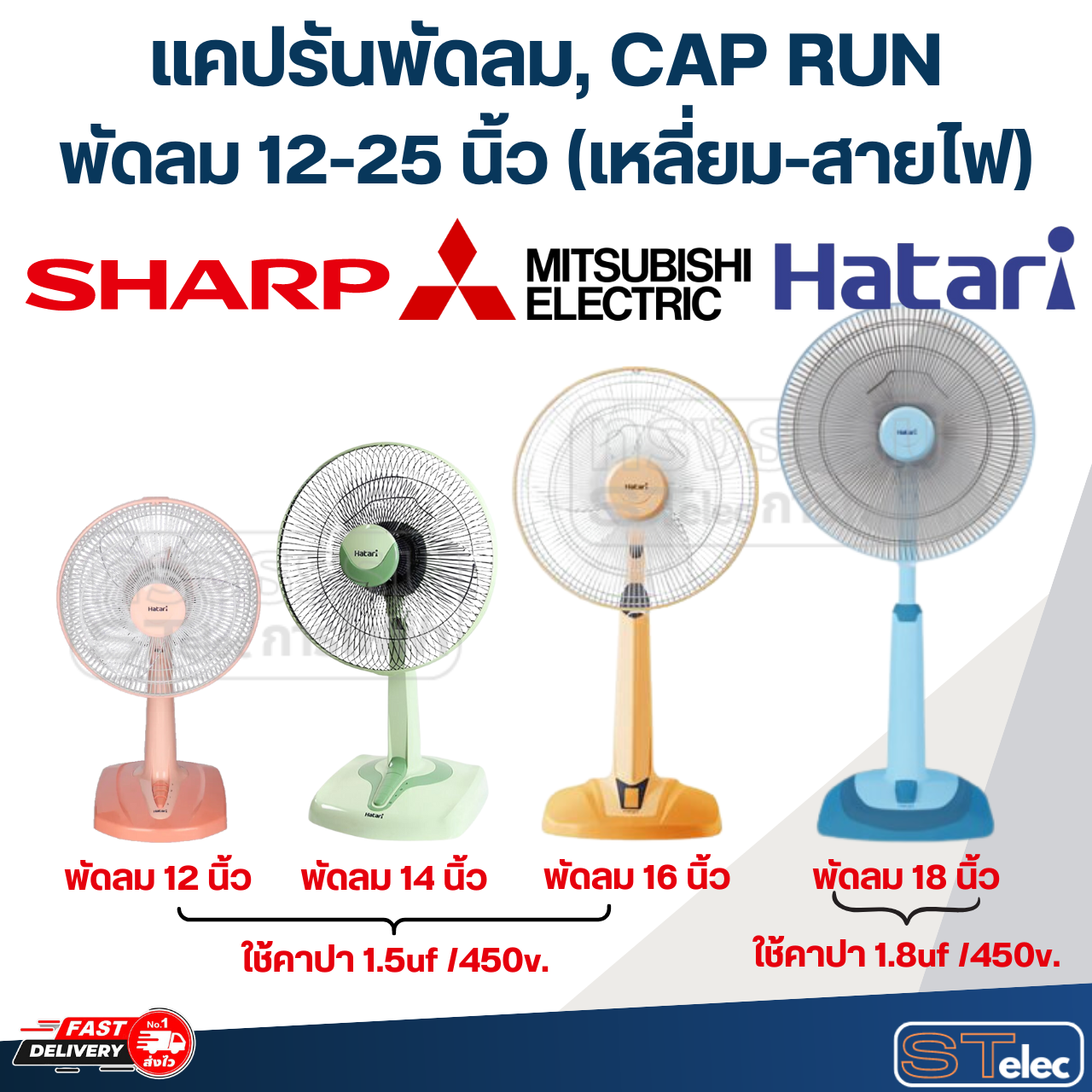 แคปรันพัดลม, CAP RUN พัดลม 12-25 นิ้ว