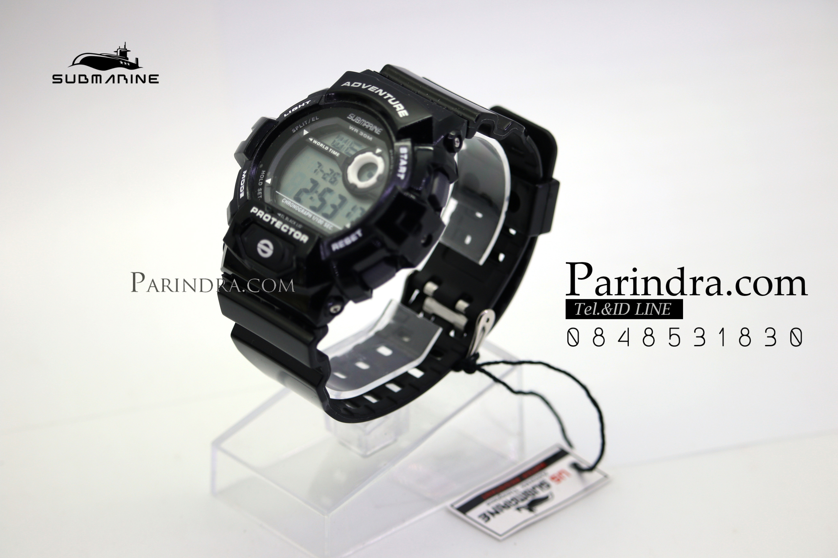 นาฬิกา US submarine TP1329M สีดำจอเทา ระบบดิจิตอล สายซิลิโคนผิวมัน