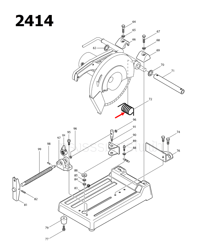 สปริงแท่น แท่นตัดไฟเบอร์ Makita มากีต้า 2414 [#72] Pn.231526-3 (แท้)+