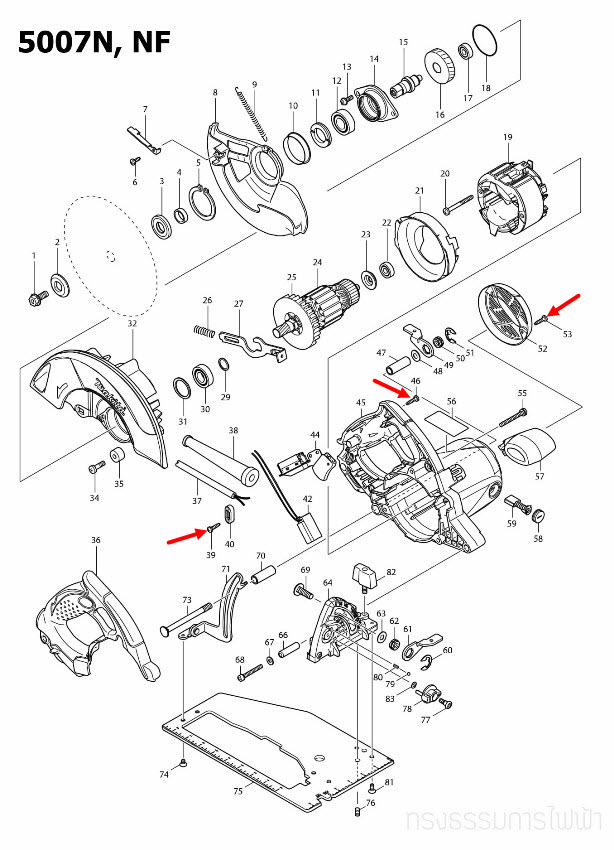 TAPPING SCREW 4X18 Makita, Maktec MT190, MT560, DDF486, M1100, M1100KX1B, M1901, GA5010, GA5020, M6001, M6001B Pn.266326-2 (แท้)+