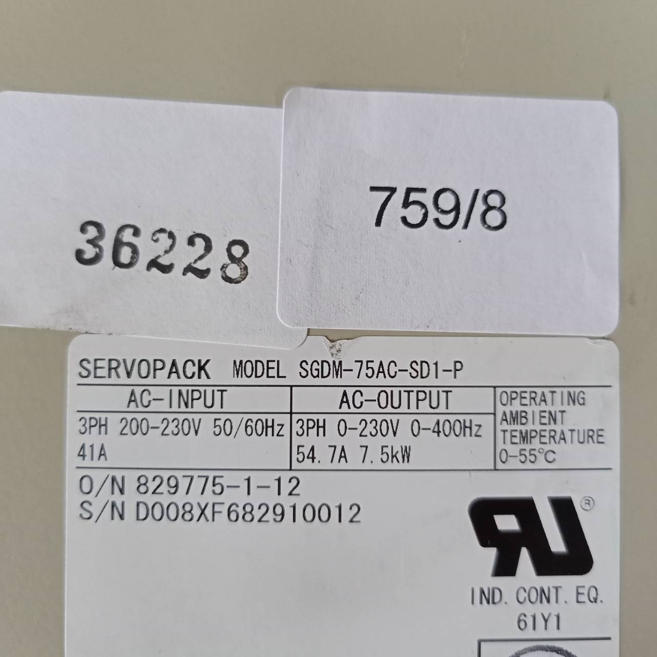 SGDM-75AC-SD1-P SERVO DRIVE " YASKAWA "