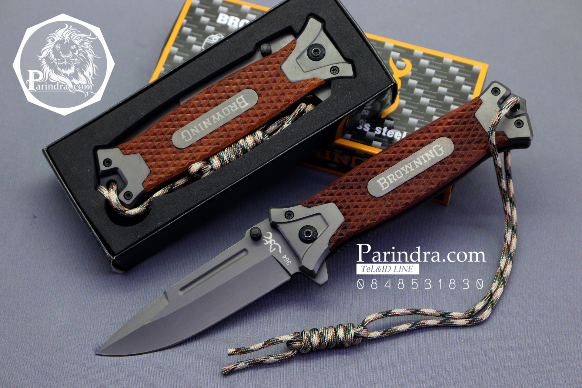 มีดพับ Browning รุ่น 364 ขนาด 8.5 นิ้ว ด้ามไม้สีน้ำตาล แข็งแรง หนักตัน ทนทานมาก (OEM)