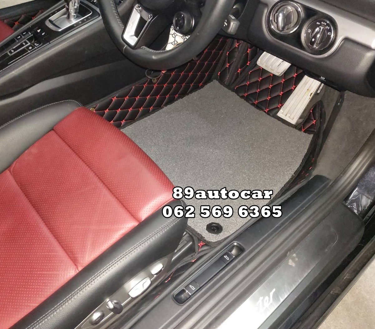 Porsche Boxser 718 ปูพรม7D สีดำด้ายแดง + พรมดักฝุ่นสีเทา เข้ารูป