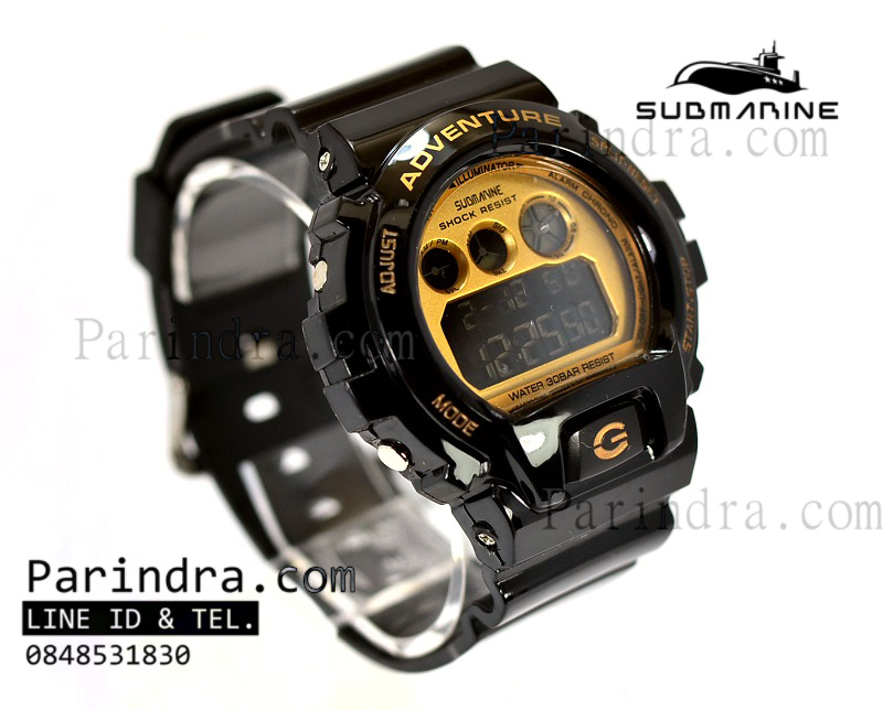 นาฬิกา US submarine Adventure Protector รุ่น TP1279M สีดำตัดทอง พื้นหลังดำ