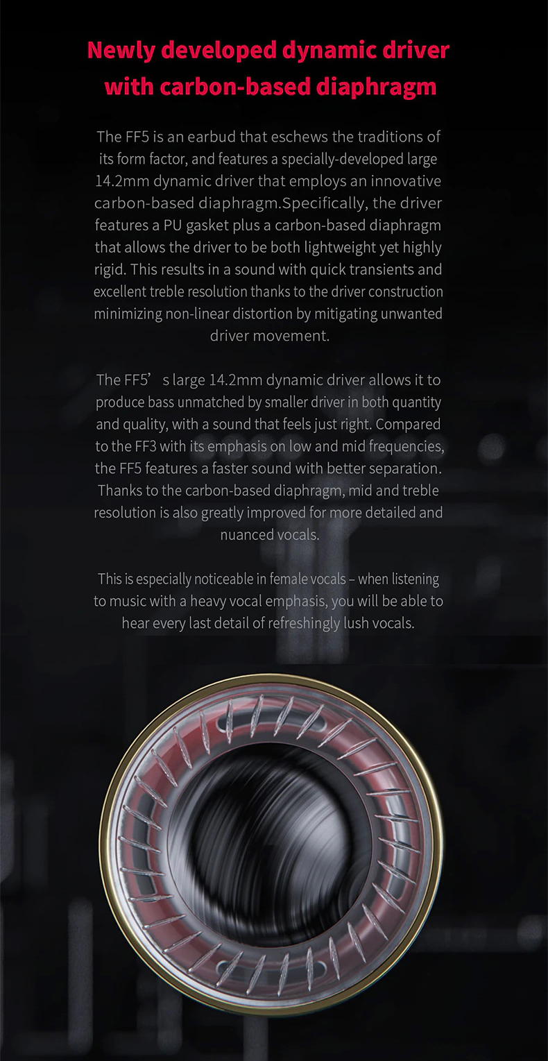 ขาย FiiO FF5 หูฟังเอียบัดไดรเวอร์ไดนามิก 14.2mmรุ่นใหม่ บอดี้อลูมิเนียม ถอดสายได้ ประกันศูนย์ไทย