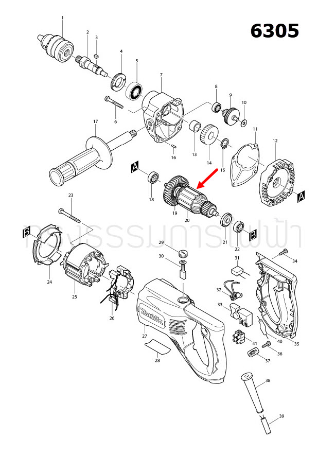 ทุ่น สว่านไฟฟ้า Makita มากีต้า 6305 (แท้) ##
