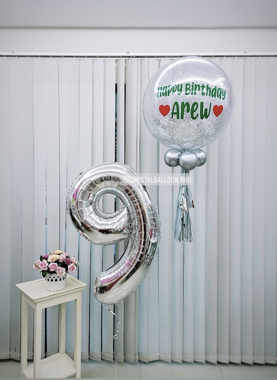 ลูกโป่ง วันเกิดเด็ก Bubble ขนาด 24" กลิตเตอร์สีเงิน พร้อม ฟอยล์ตัวเลข ขนาด 40" 1 ชิ้น พร้อมตกเเต่ง สามารถเปลี่ยนสีลูกโป่ง/เปลี่ยนข้อควา/เปลี่ยนขนาด/เปลี่ยนสี-ฟอยล์ตัวเลขได้