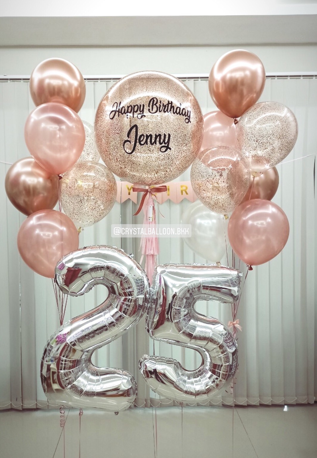 ลูกโป่ง วันเกิด Bubble ขนาด 24" พร้อม ป้ายธง HAPPY BIRTHDAY สีชมพู พร้อม ช่อลูกโป่ง ช่อ 7 ลูก 2 ช่อ,ฟอยล์ตัวเลข ขนาด 40" 2 ตัว พร้อมตกเเต่ง สามารถเปลี่ยนสีลูกโป่ง/เปลี่ยนสี-ฟอยล์ตัวเลข/เปลี่ยนข้อความ/เปลี่ยนขนาดได้