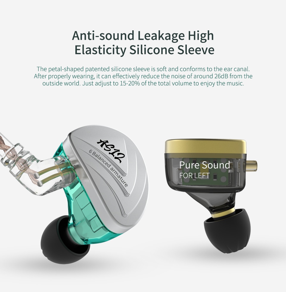 ขาย KZ AS12 สุดยอดหูฟัง Pure Balanced 6 ไดร์เวอร์ (6BA) ถอดสายได้