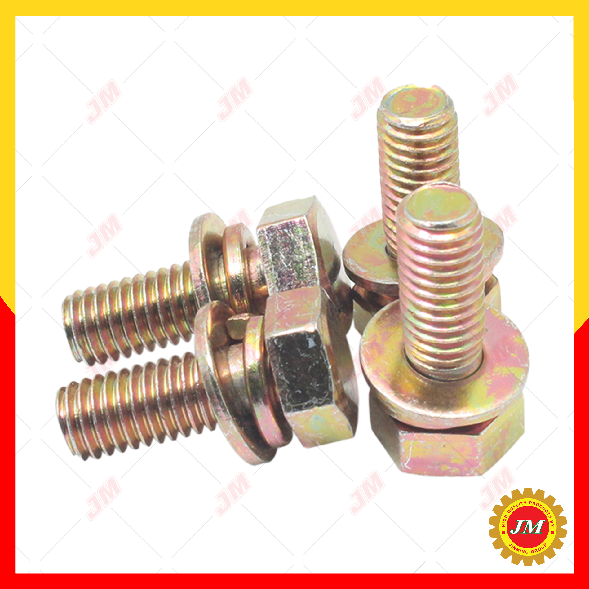 น๊อตเกลียวซ้าย 8 มม. ตัวผู้ พร้อมแหวนรอง [1 ชุดมี 4 ชิ้น]