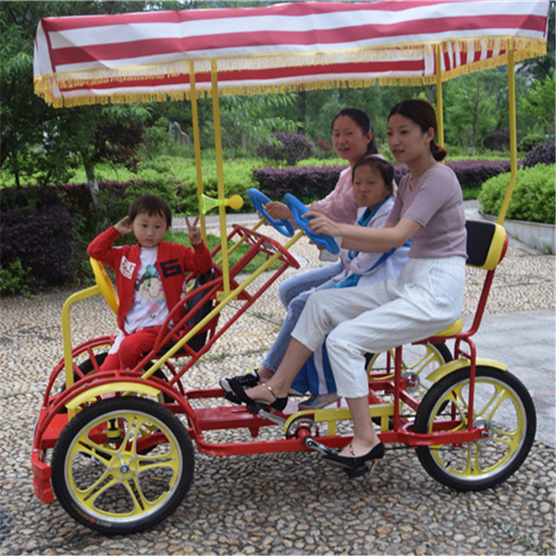จักรยานหรรษา SURREY BIKE แบบ 2 คนปั่น+ 1 เก้าอี้เด็ก+ร่มกันแดด ปั่นพร้อมกัน หรรษาทั้งครอบครัว พร้อมได้ออกกำลังกาย