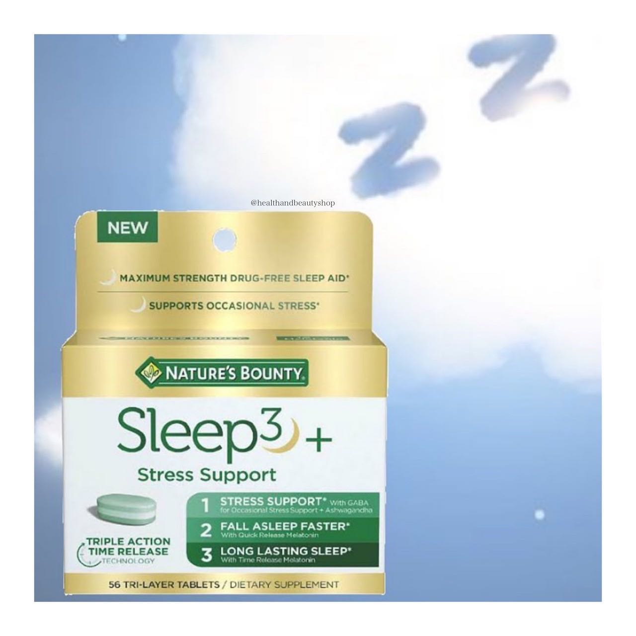 Nature's Bounty Sleep3+ Stress Support 56 Tri-Layer Tablets