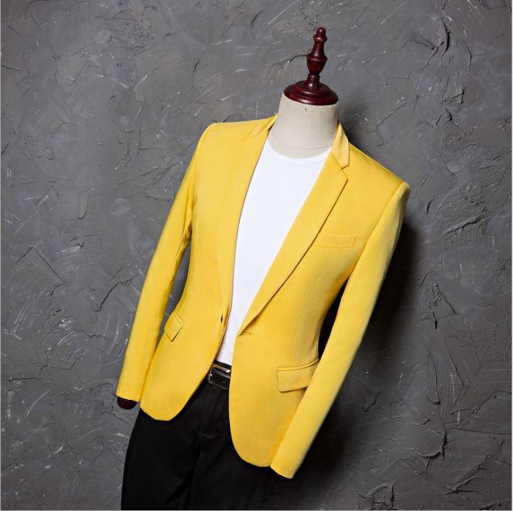 Pre-order เสื้อสูทชาย สีเหลือง ทรงสลิมฟิต **เฉพาะเสื้อ**
