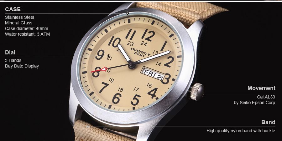 นาฬิกา Eyki Overfly สายผ้าไนลอนสีครีม พร้อมกล่อง