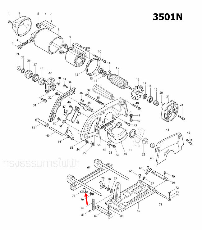 น๊อตหางปลา M6X20 เครื่องเซาะร่อง มากีต้า Makita 3501N [#78], 5103N [#61, #64] Pn.924326-5 (แท้) ##