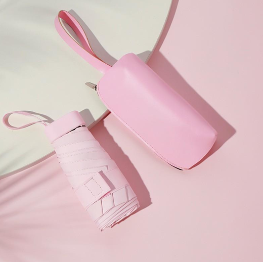 ร่มพับมินิ 5 ตอน 19 นิ้ว 6 ก้าน พร้อมกระเป๋าหนัง PU หูหิ้ว