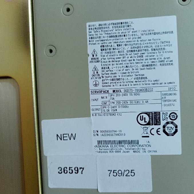 SGD7S-780A00B202 SERVO DRIVE " YASKAWA "