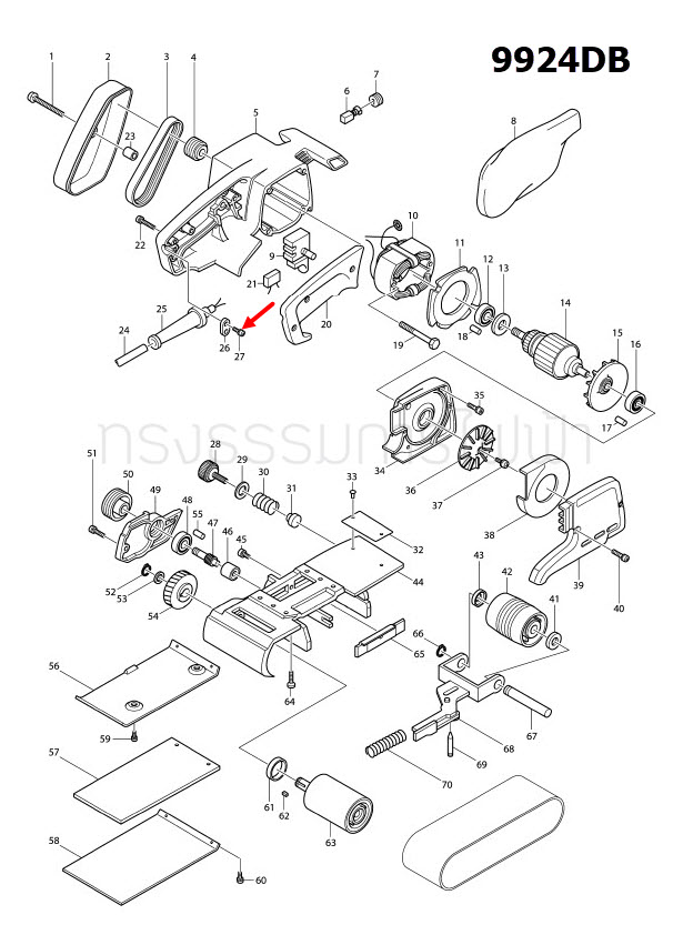 PAN HEAD SCREW M4X18 เครื่องขัดกระดาษทราย Makita มากีต้า 1100, 1600, 1804N, 9035N, 9218SB, 9401, 9924DB, 4100NB, 3612BR Pn.911133-5 (แท้) ##(*)